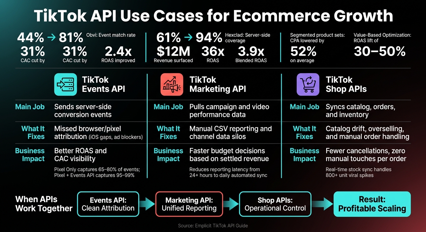 TikTok API Comparison: Events, Marketing & Shop APIs for Ecommerce