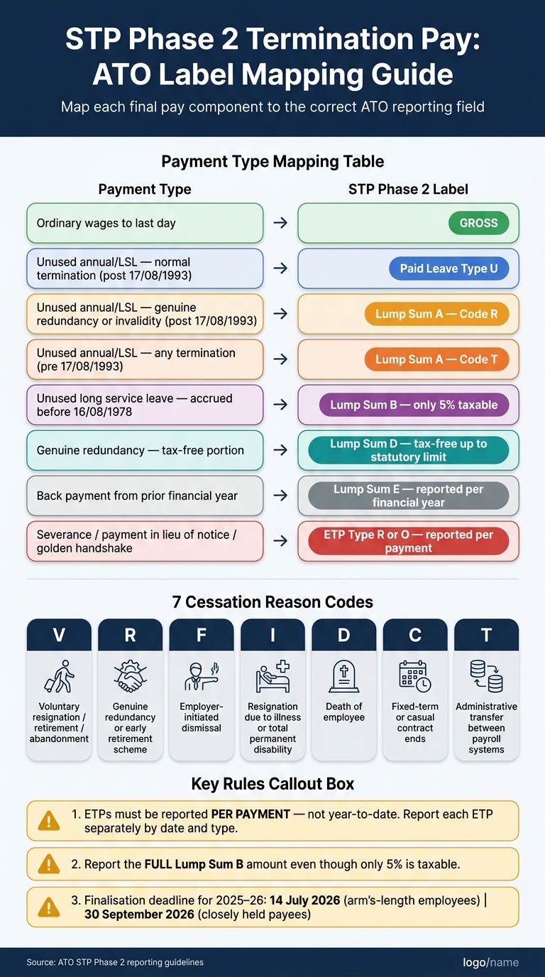 STP Phase 2 Termination Pay: ATO Label Mapping Guide