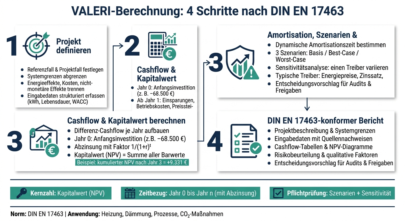 VALERI-Berechnung in 4 Schritten nach DIN EN 17463