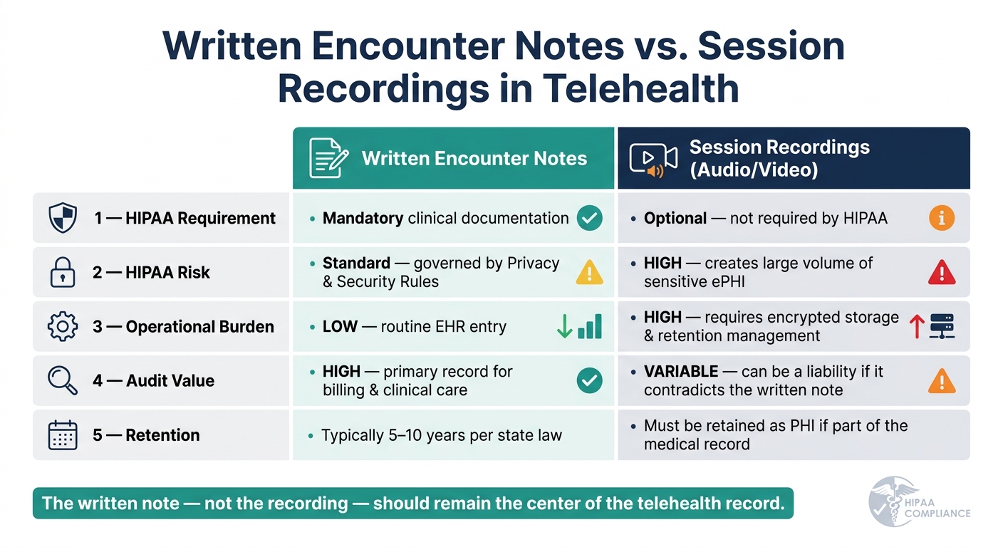 Written Notes vs. Session Recordings: HIPAA Telehealth Documentation Comparison