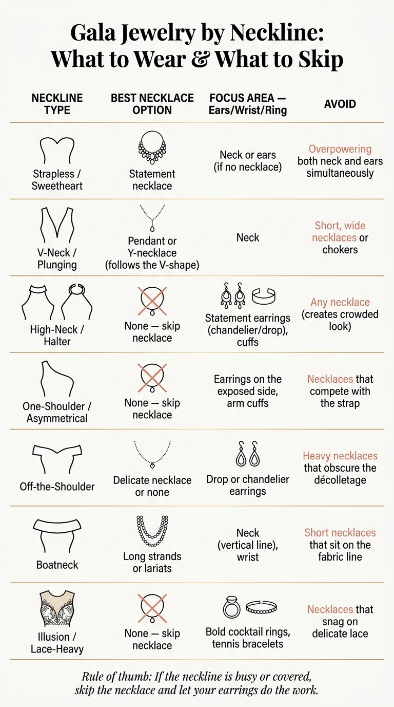 Gala Jewelry by Neckline: What to Wear & What to Skip