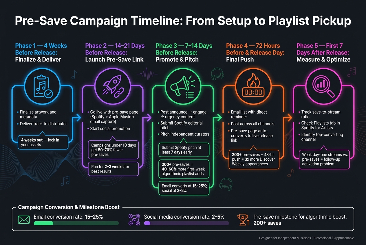 Pre-Save Campaign Timeline: From Setup to Playlist Pickup