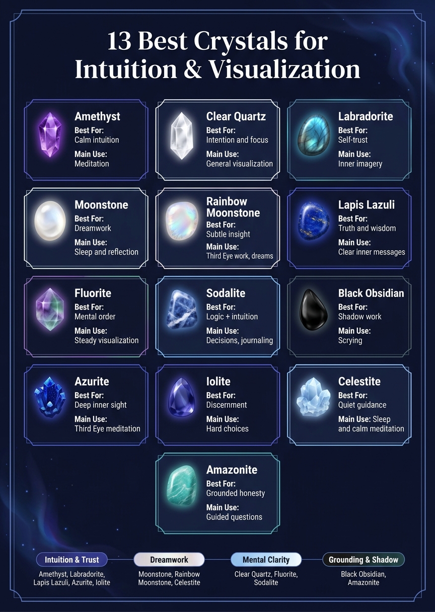 13 Best Crystals for Intuition & Visualization: Quick Reference Guide