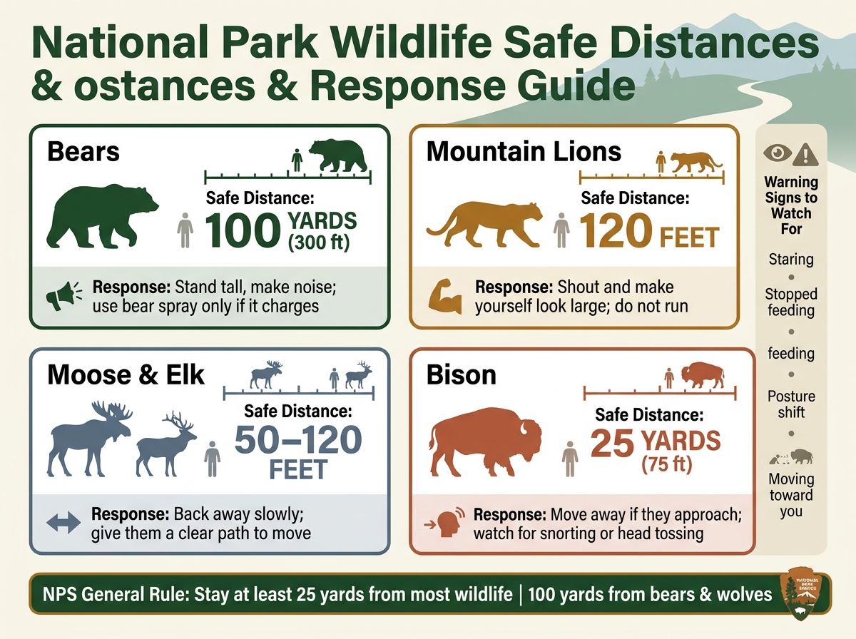 National Park Wildlife Safe Distances & Response Guide