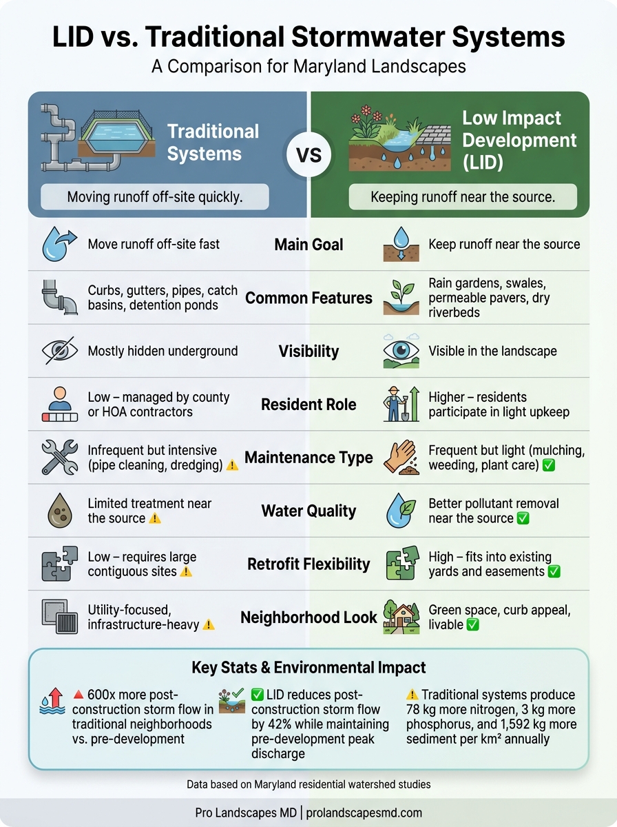 LID vs. Traditional Stormwater Systems: Side-by-Side Comparison