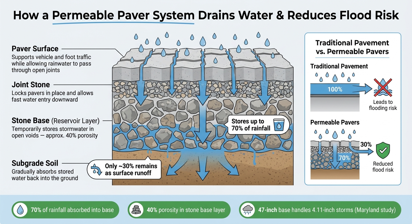 How Permeable Pavers Drain Water & Reduce Flood Risk