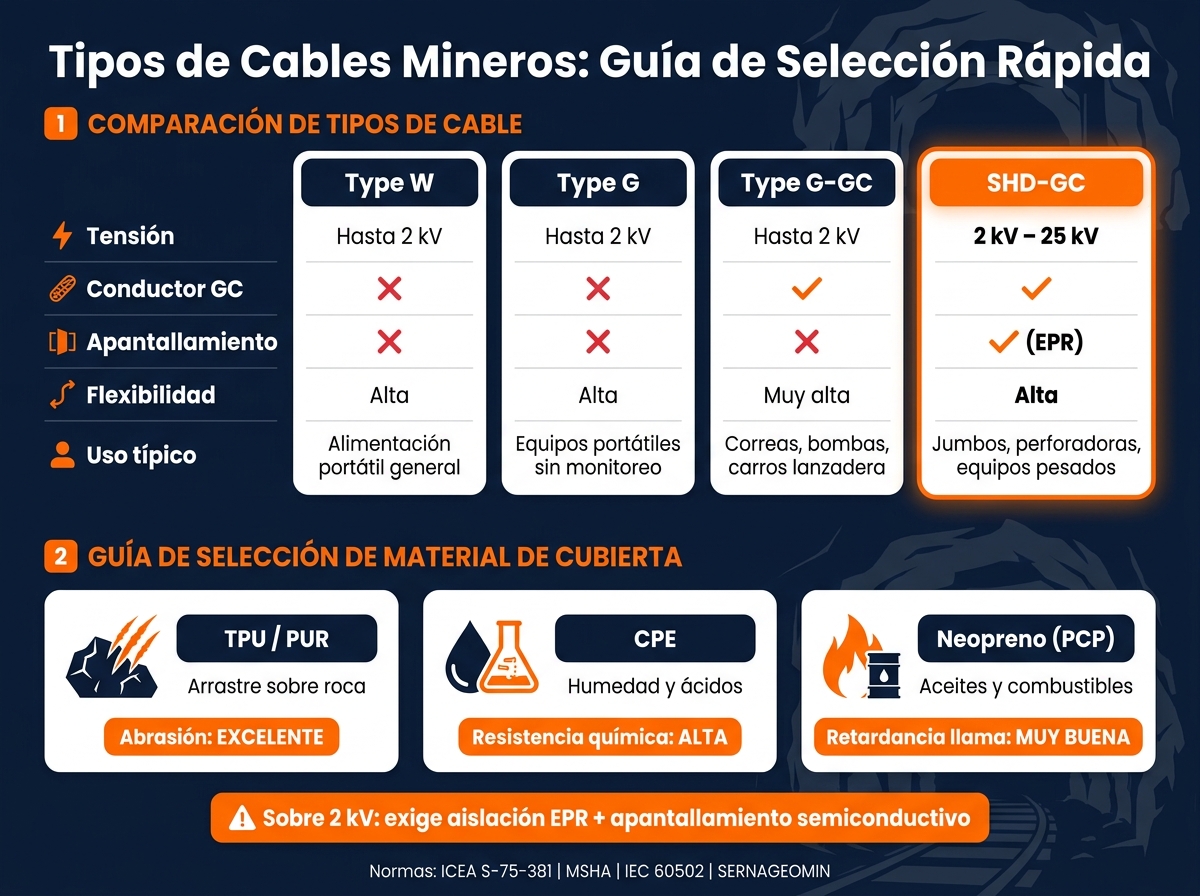 Tipos de Cables Mineros: Guía de Selección Rápida