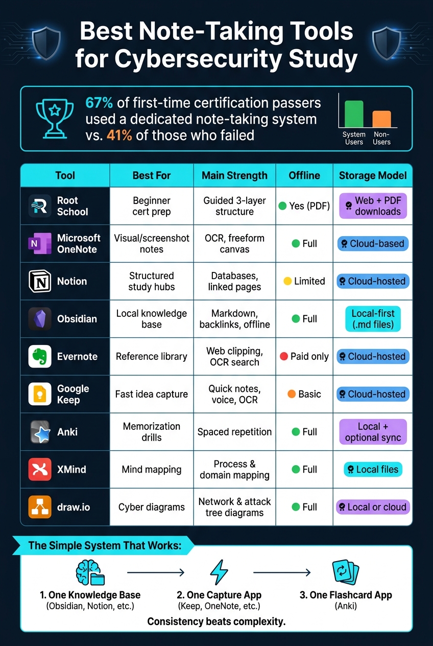 Best Note-Taking Tools for Cybersecurity Study: Side-by-Side Comparison