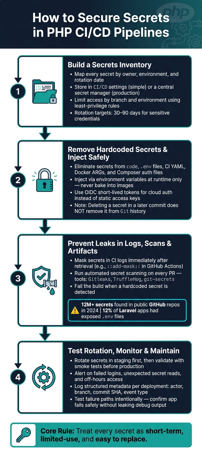 How to Secure Secrets in PHP CI/CD Pipelines: 4-Step Framework
