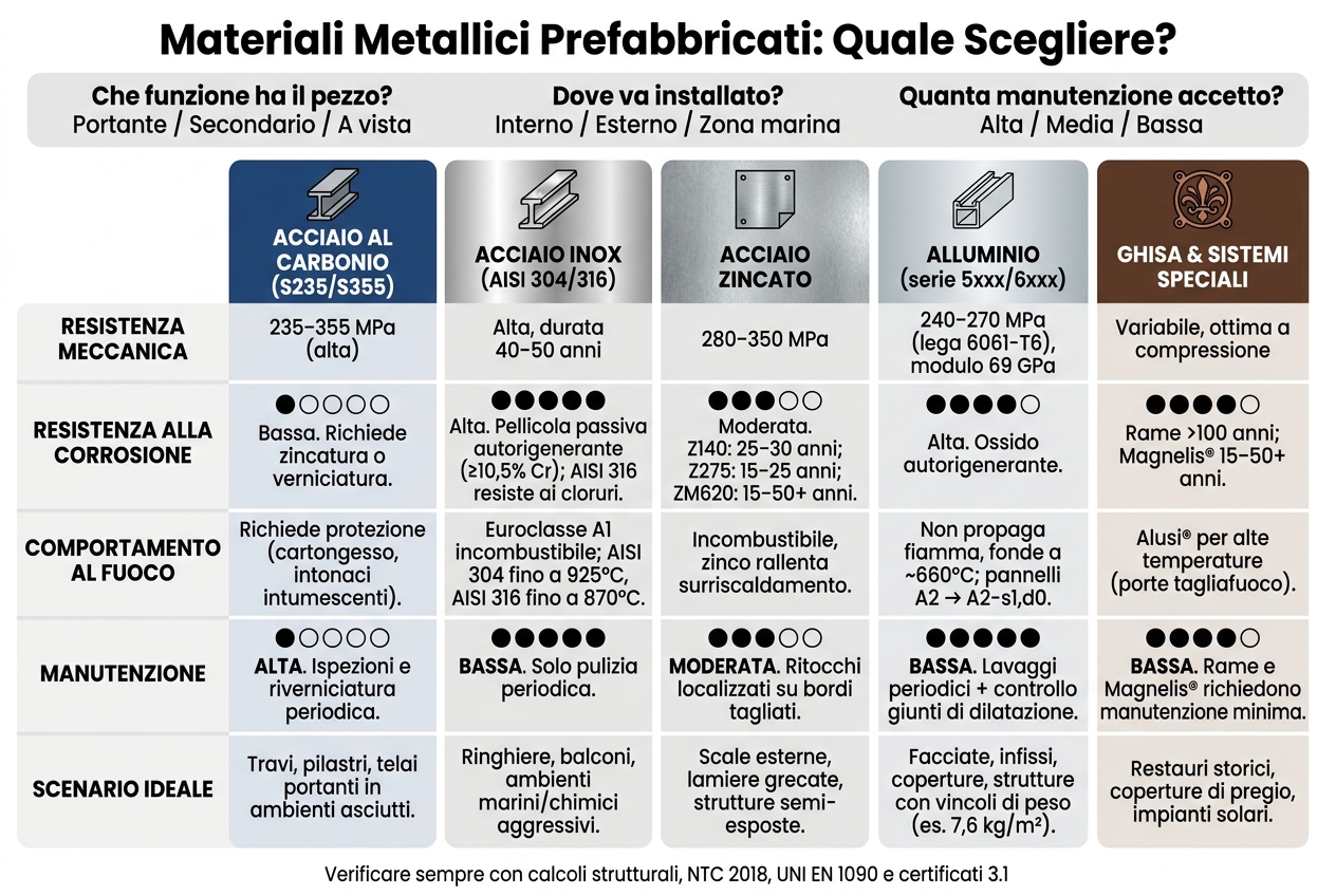 Guida ai Materiali Metallici Prefabbricati: Confronto Rapido