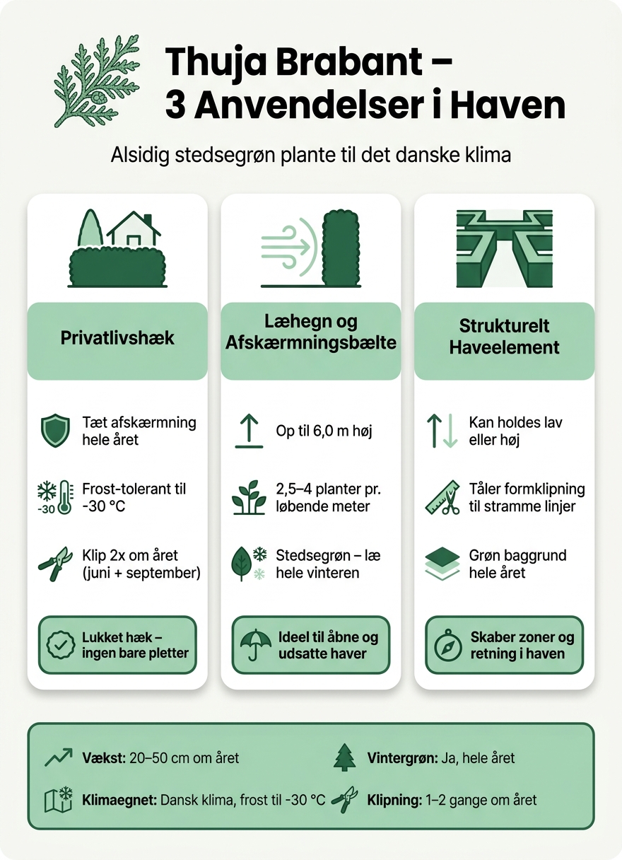 Thuja Brabant: 3 Anvendelser Sammenlignet