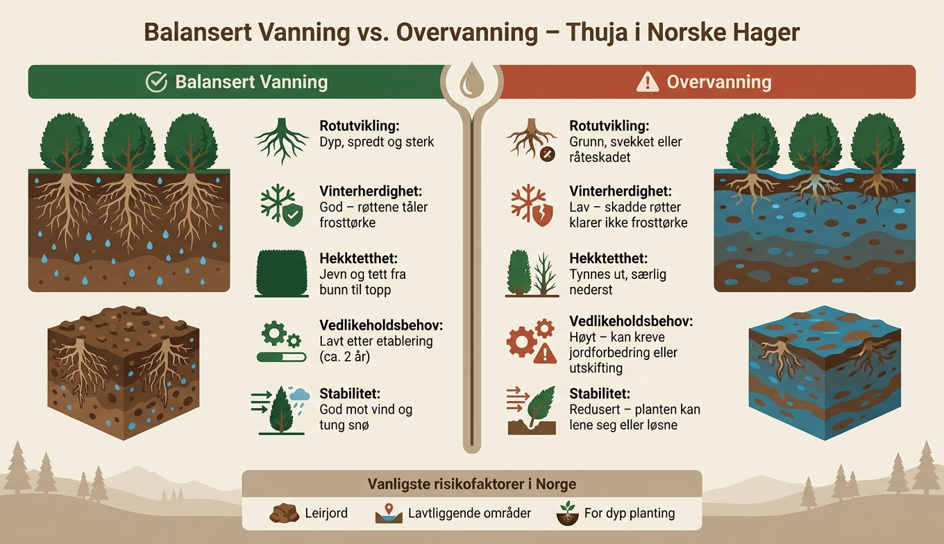 Balansert Vanning vs. Overvanning: Thuja-røtter i Norske Hager