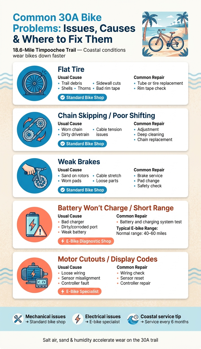 Common 30A Bike Problems: Issues, Causes & Where to Fix Them