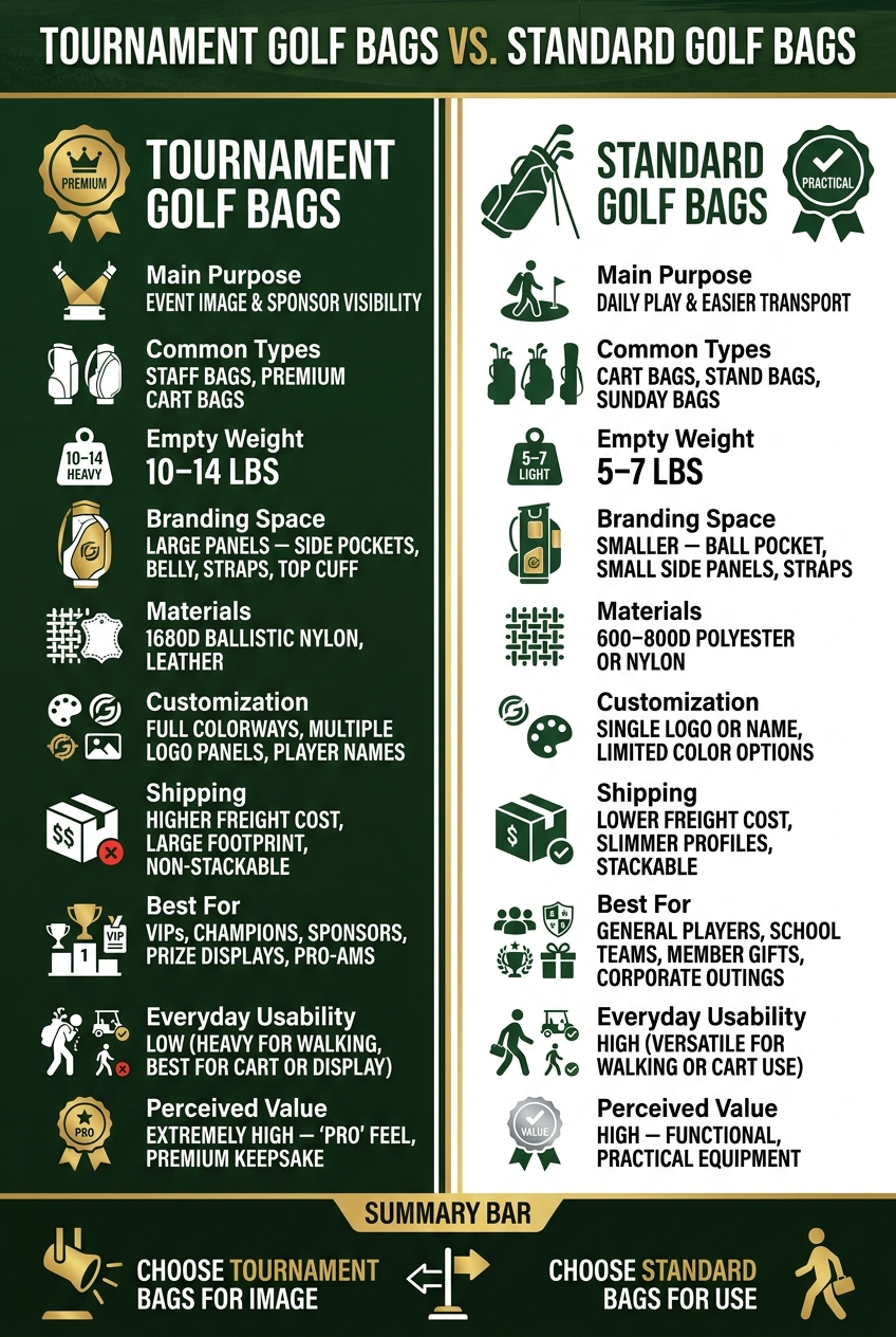 Tournament Golf Bags vs. Standard Golf Bags: Key Differences at a Glance
