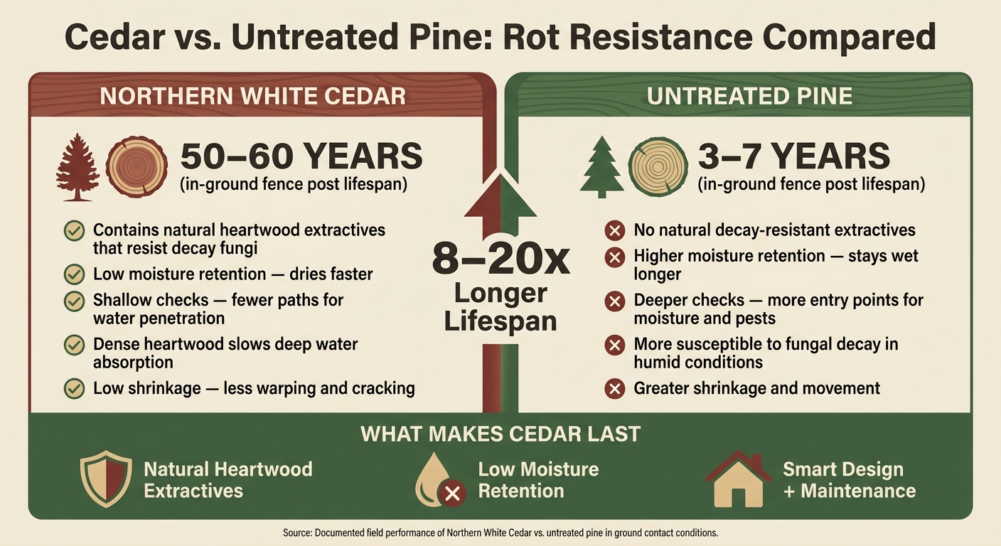 Cedar vs. Pine: Rot Resistance & Longevity Compared