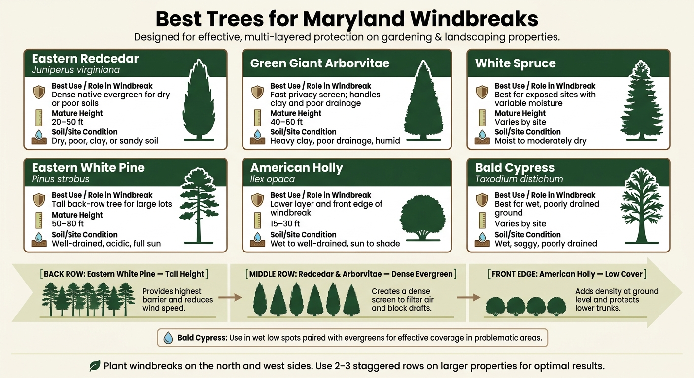 Best Trees for Maryland Windbreaks: Quick Comparison Guide