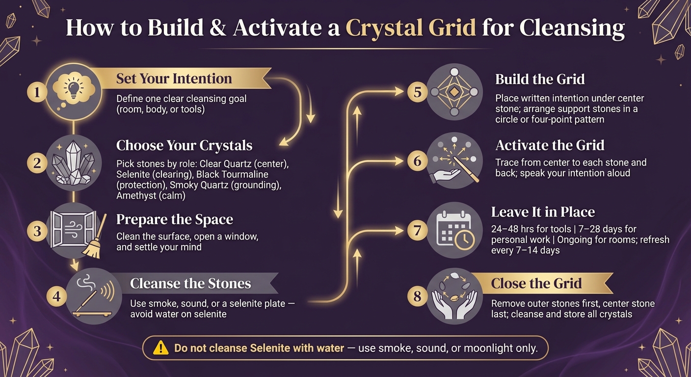 How to Build & Activate a Crystal Grid for Cleansing (Step-by-Step)
