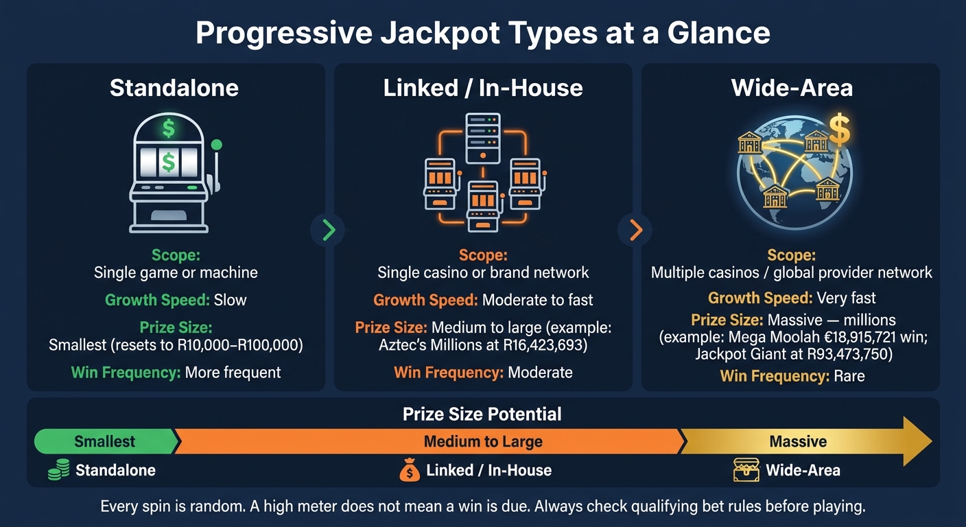 Progressive Jackpot Types Compared: Standalone vs Linked vs Wide-Area