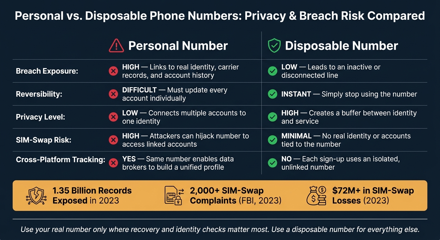 Avoid Data Breaches: Use Disposable Numbers for Sign-Ups 3 Personal vs. Disposable Phone Numbers: Privacy & Breach Risk Compared