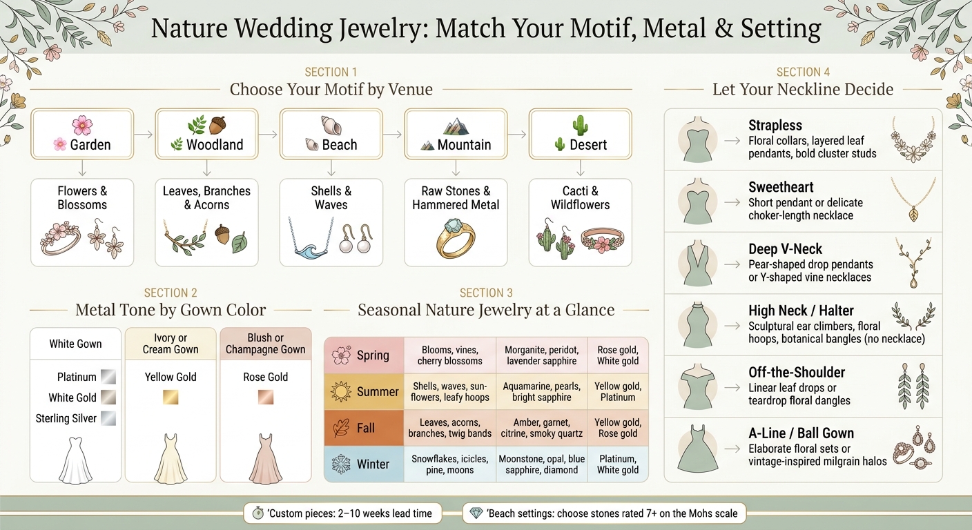 Nature Wedding Jewelry by Season, Setting & Dress: Complete Style Guide