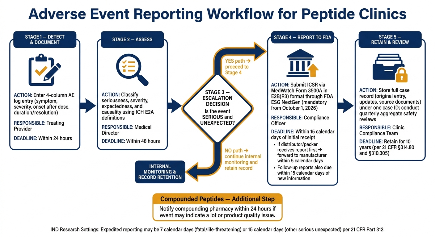 Adverse Event Reporting Workflow for Peptide Clinics