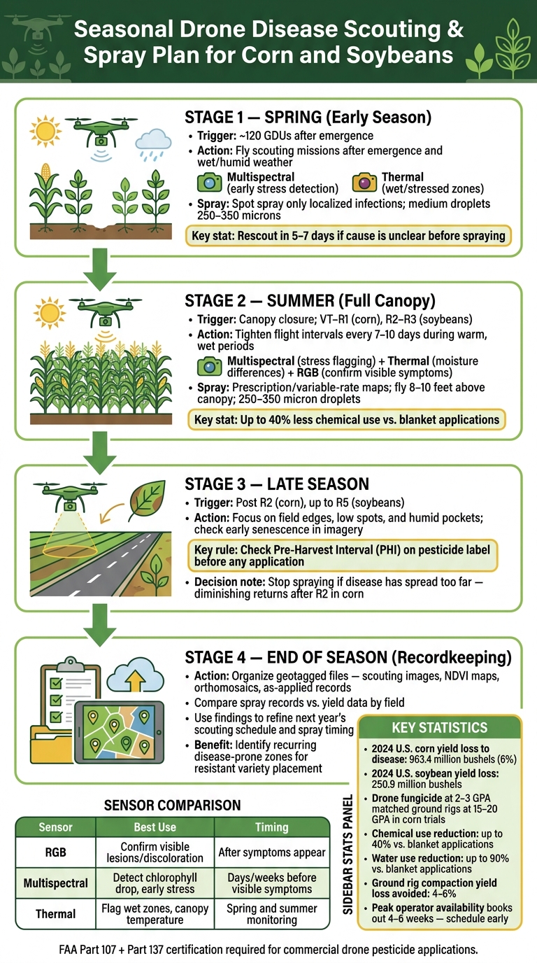 Seasonal Drone Disease Scouting & Spray Plan for Corn and Soybeans