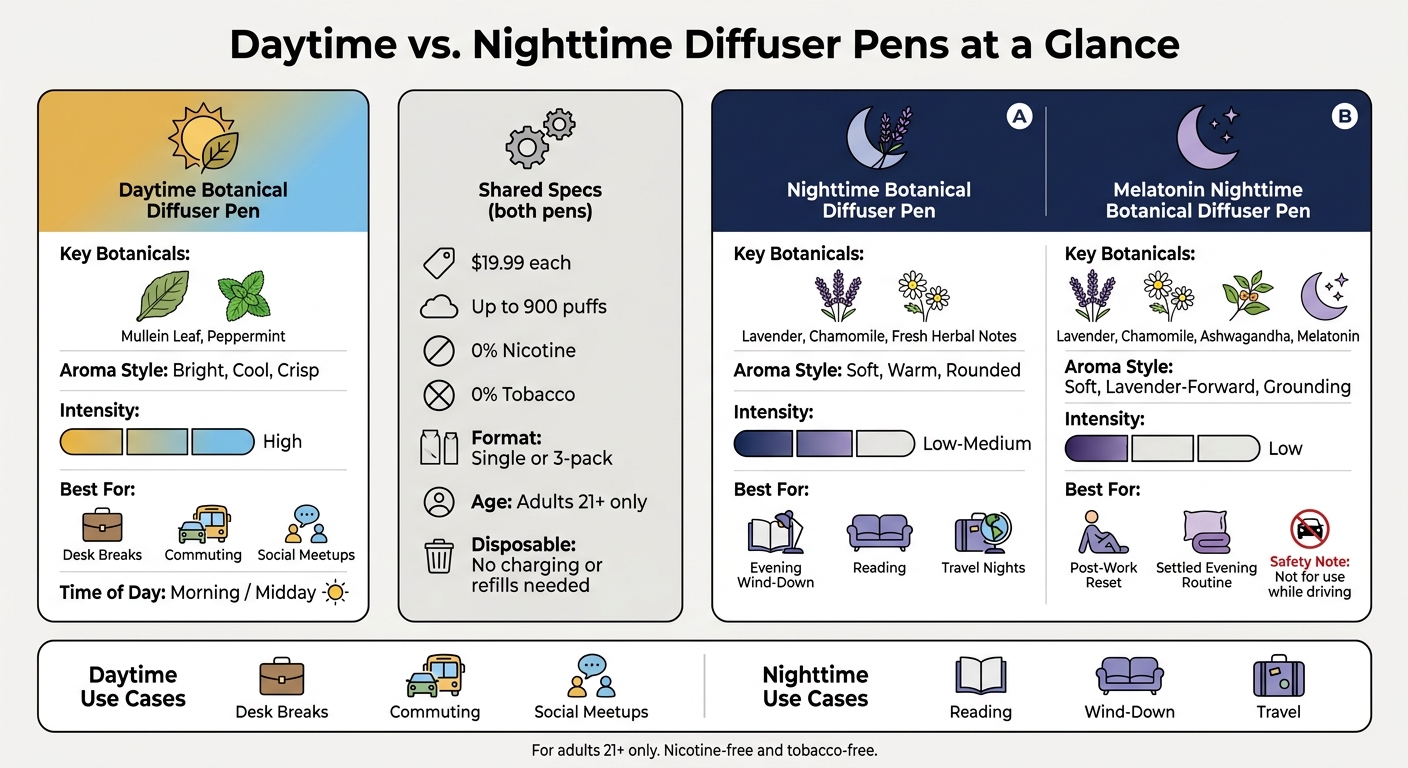 Daytime vs. Nighttime Diffuser Pens: Side-by-Side Comparison