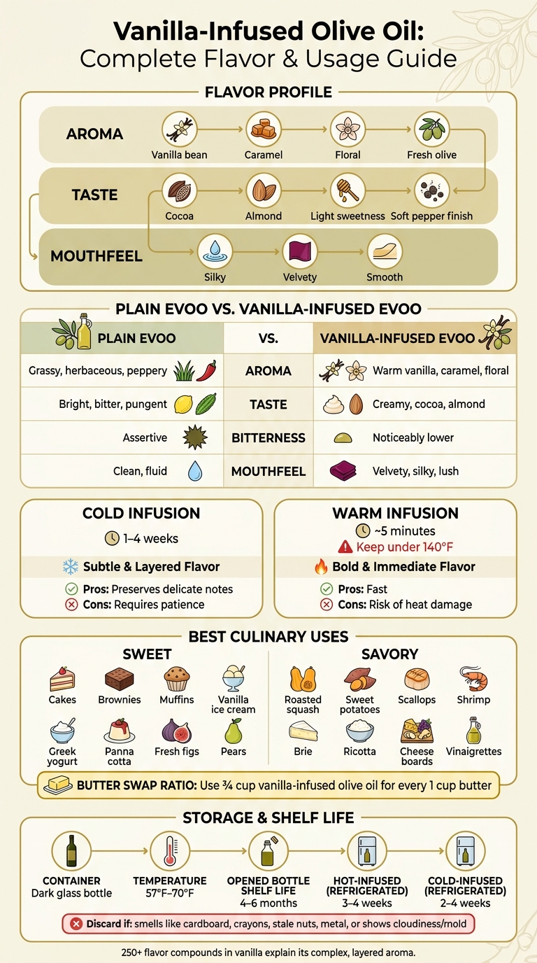 Vanilla-Infused Olive Oil vs. Plain EVOO: Flavor, Storage & Best Uses