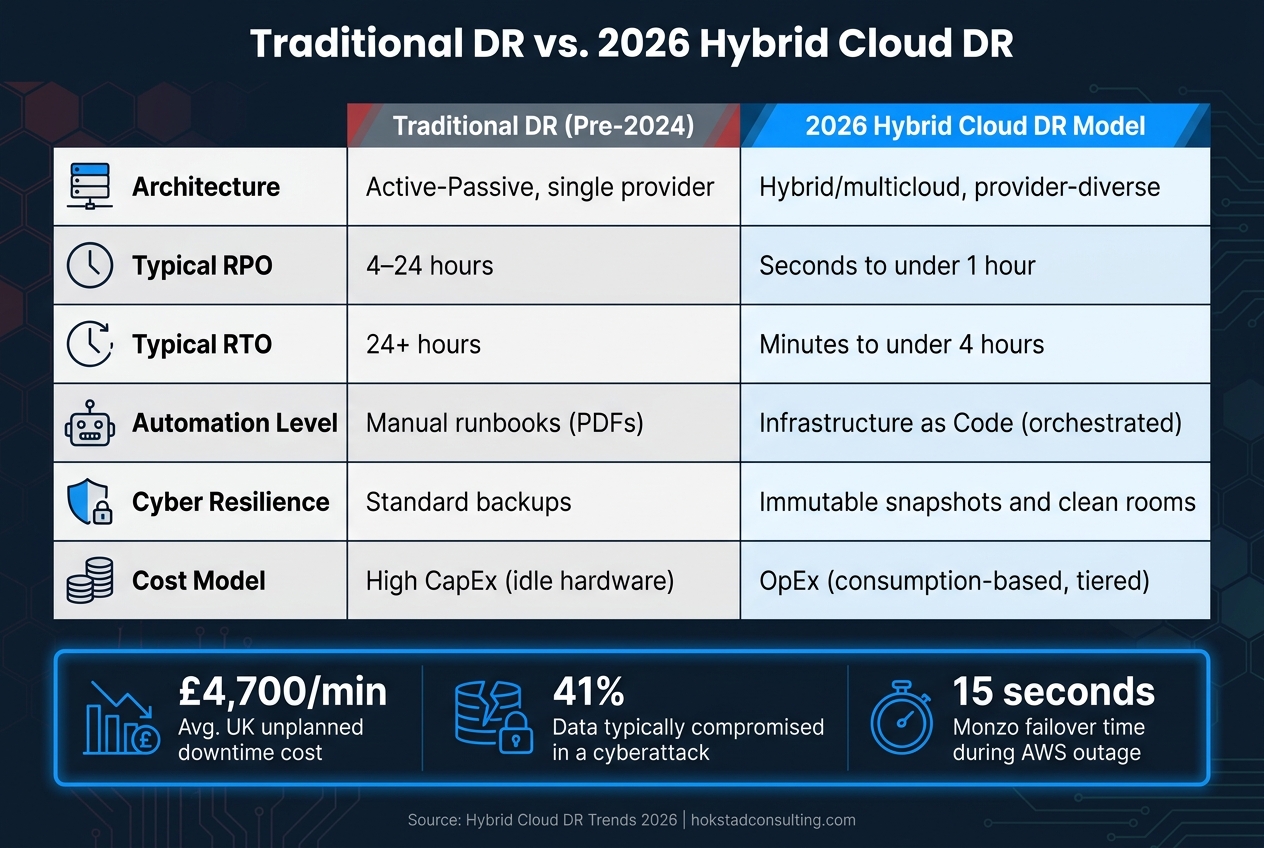 Traditional DR vs. 2026 Hybrid Cloud DR: Key Differences