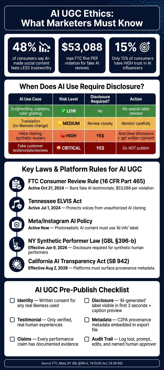 AI UGC Ethics: Risk Levels, Disclosure Rules & Legal Penalties