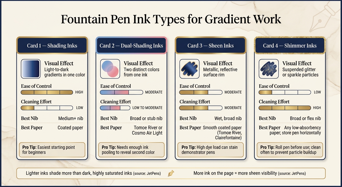 Fountain Pen Ink Types for Gradients: Visual Effect, Control & Cleanup