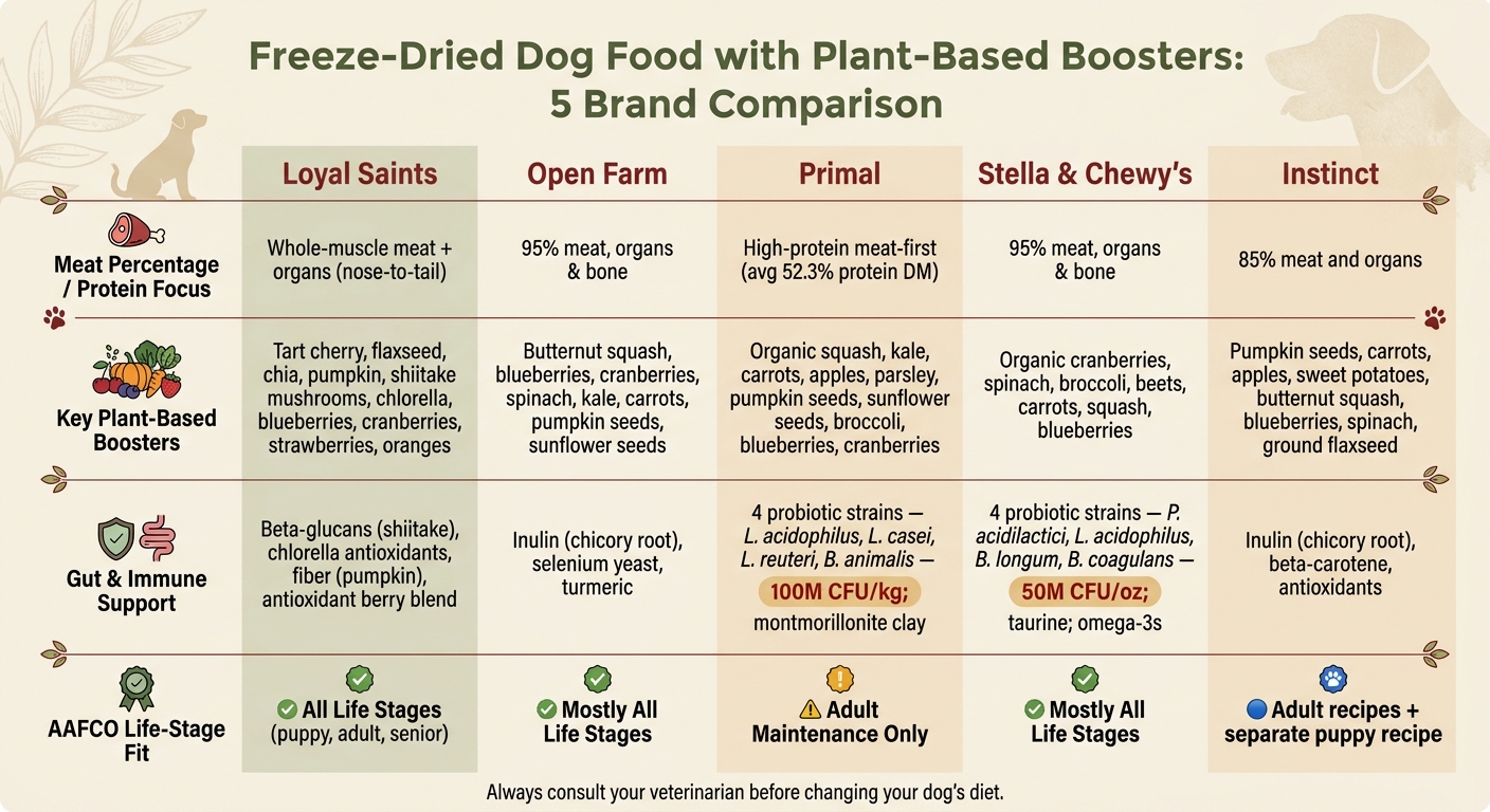 Freeze-Dried Dog Food with Plant-Based Boosters: Brand Comparison