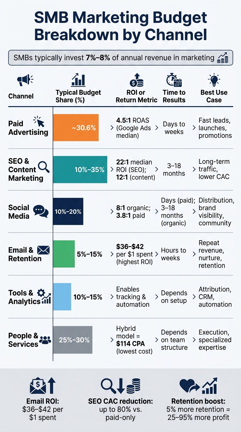 SMB Marketing Budget Breakdown by Channel: Allocations, ROI & Timelines
