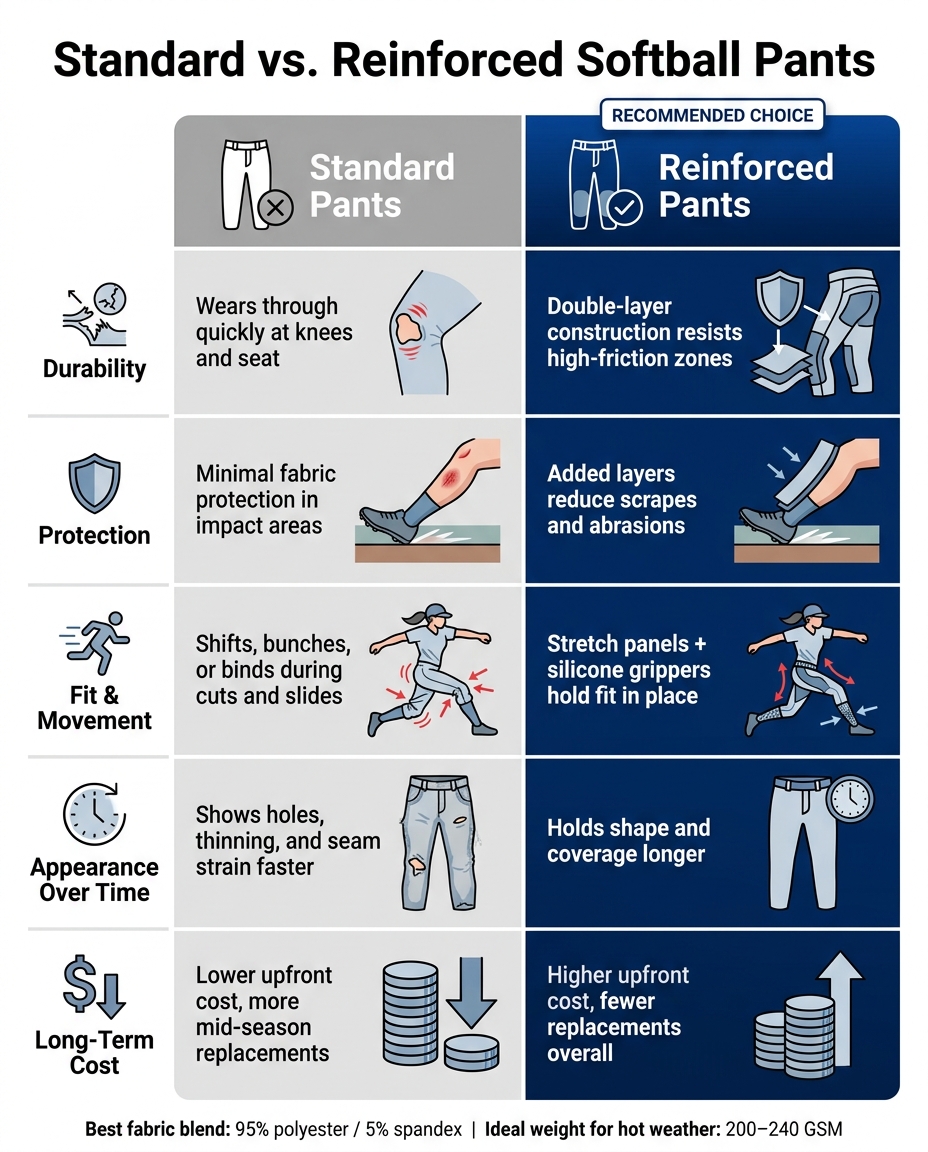 Standard vs. Reinforced Softball Pants: Full Comparison