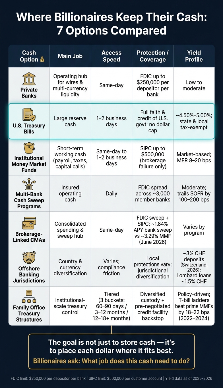 Where Billionaires Keep Their Cash: 7 Options Compared