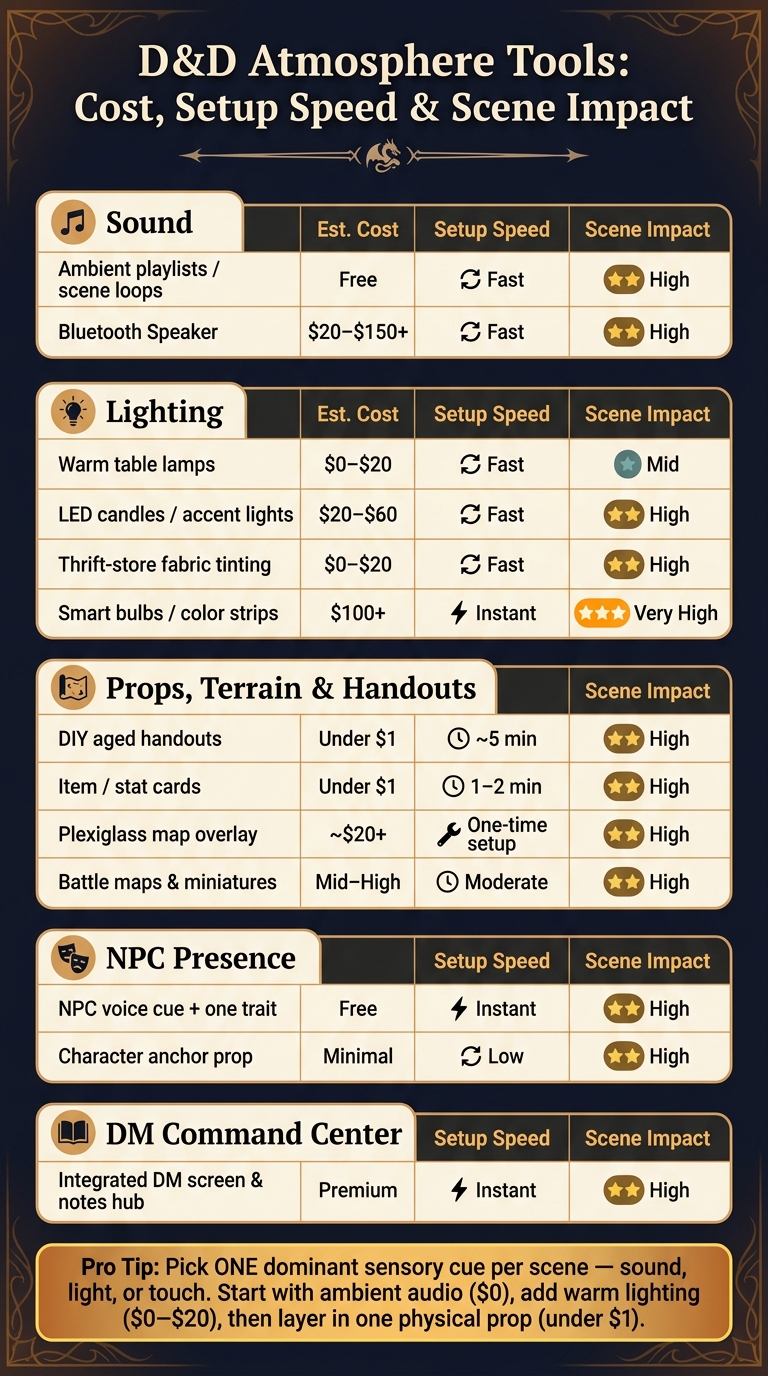 D&D Atmosphere Tools: Cost, Setup Speed & Scene Impact