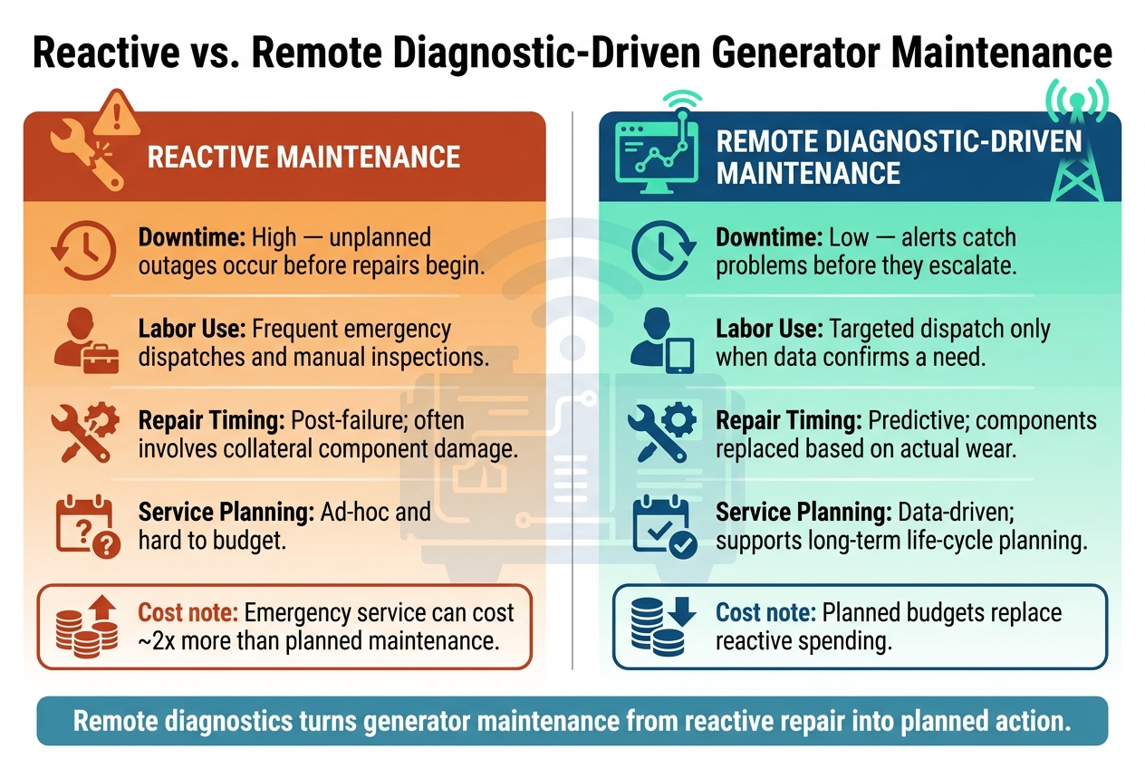 Reactive vs. Remote Diagnostic-Driven Generator Maintenance