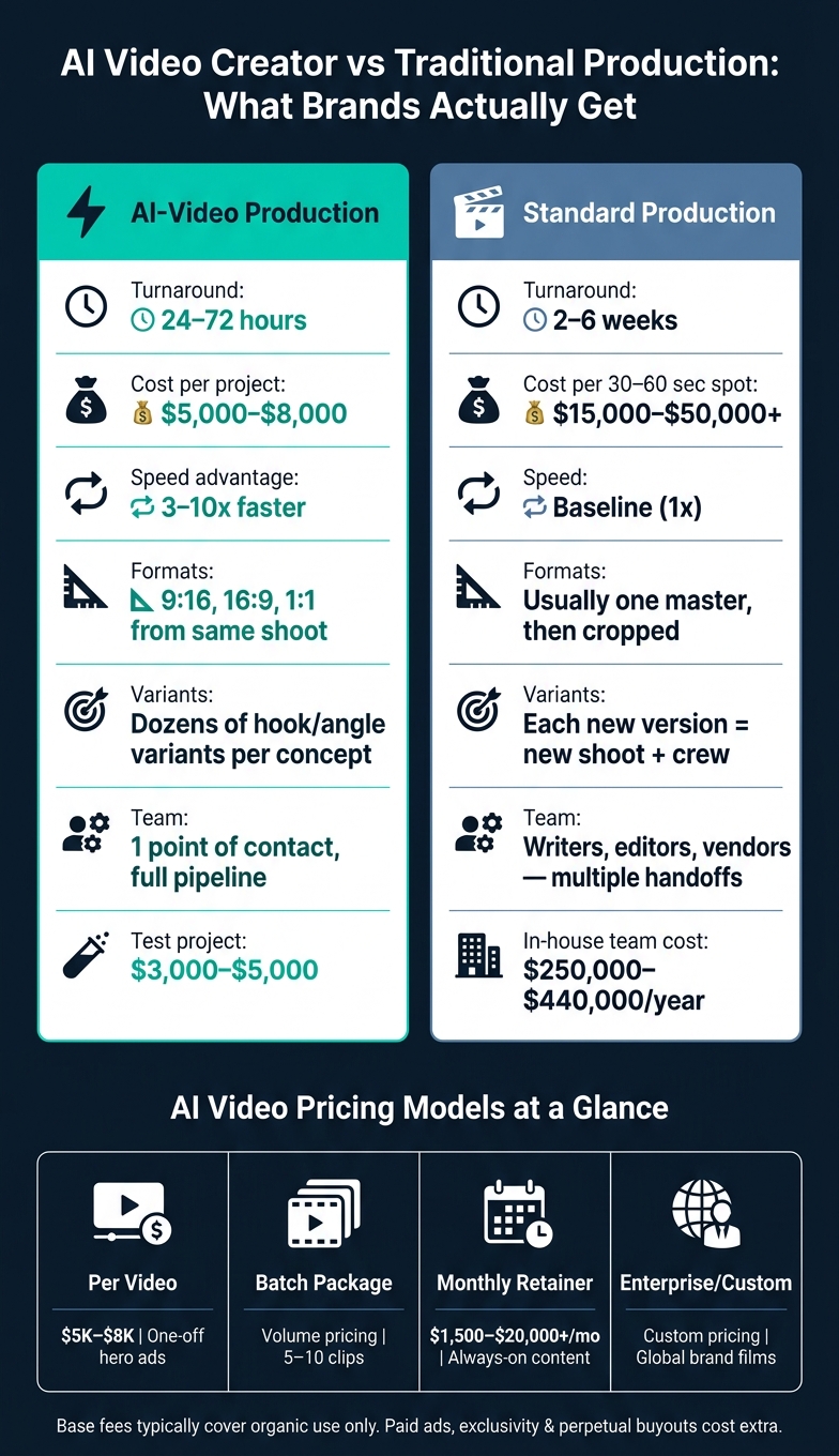AI Video Creator vs Traditional Production: Cost, Speed & Scale (2026)