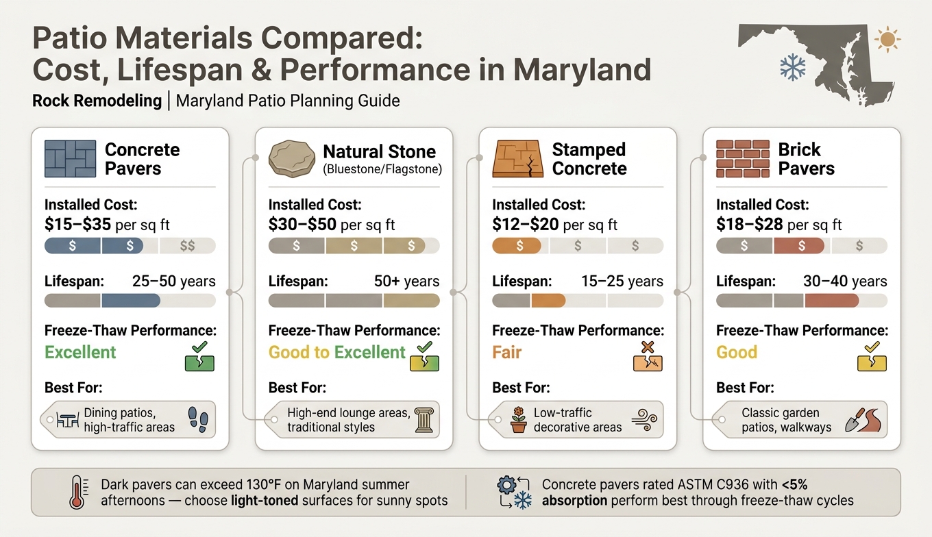 Patio Materials Compared: Cost, Lifespan & Performance in Maryland