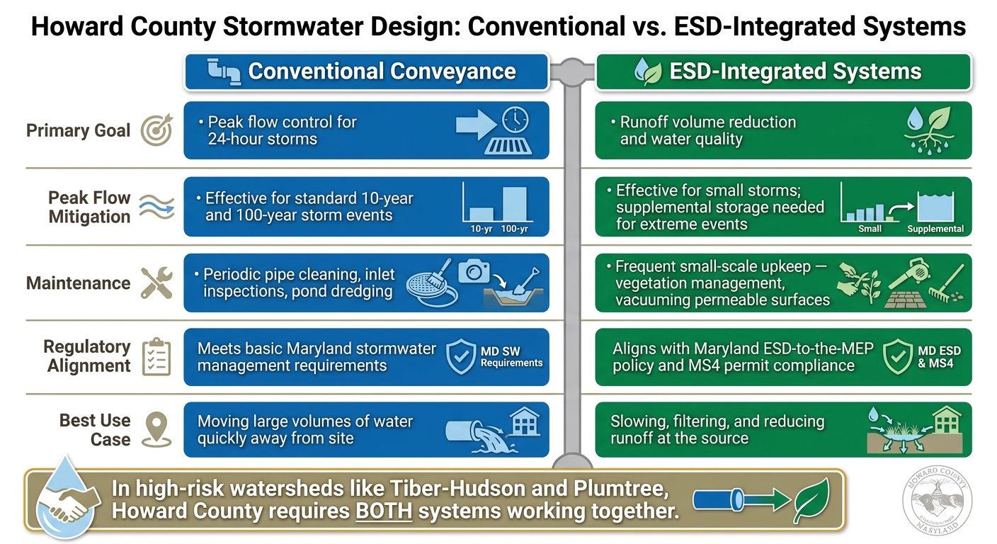 Howard County Stormwater Design: Conventional vs. ESD-Integrated Systems