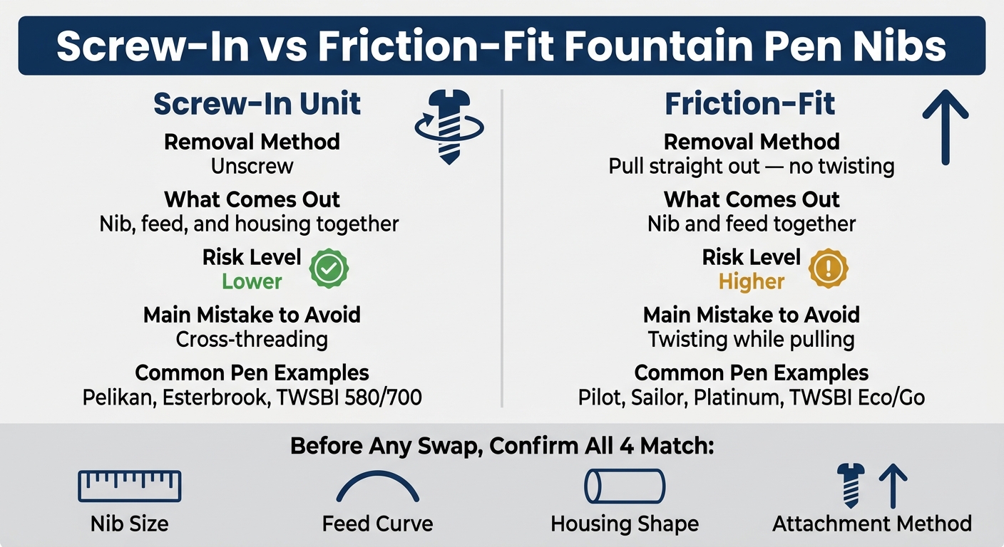 Screw-In vs Friction-Fit Fountain Pen Nibs: Key Differences