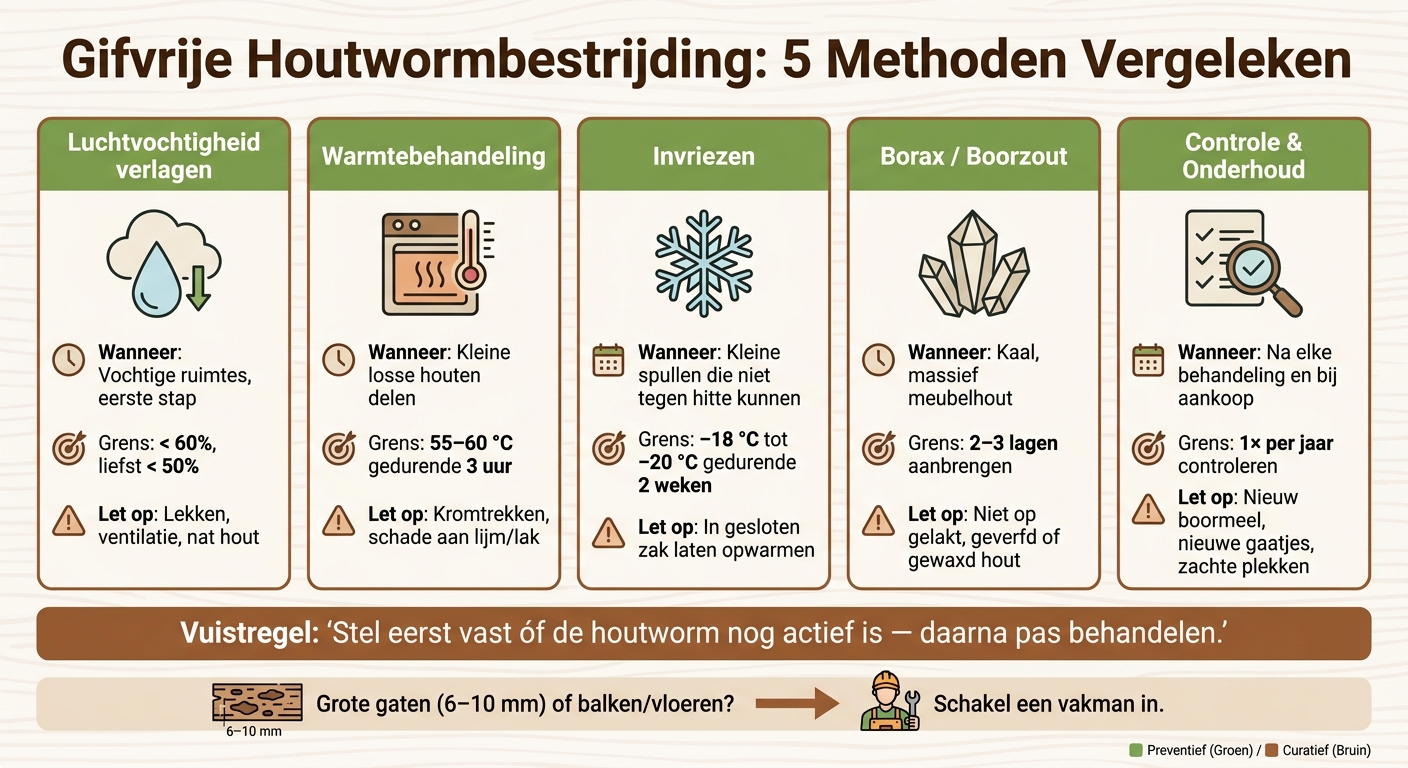 Gifvrije Houtwormbestrijding: 5 Methoden Vergeleken