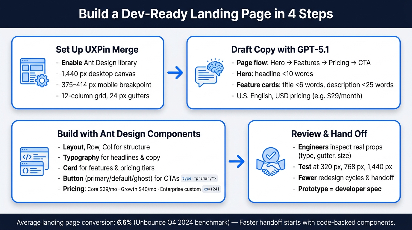 How to Build a Landing Page with GPT-5.1, Ant Design & UXPin Merge