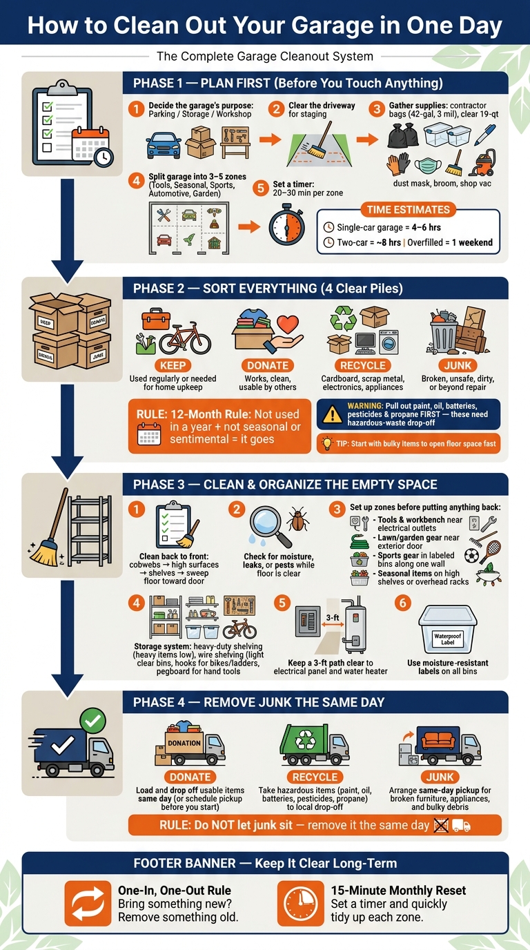 How to Clean Out Your Garage in One Day: Step-by-Step System