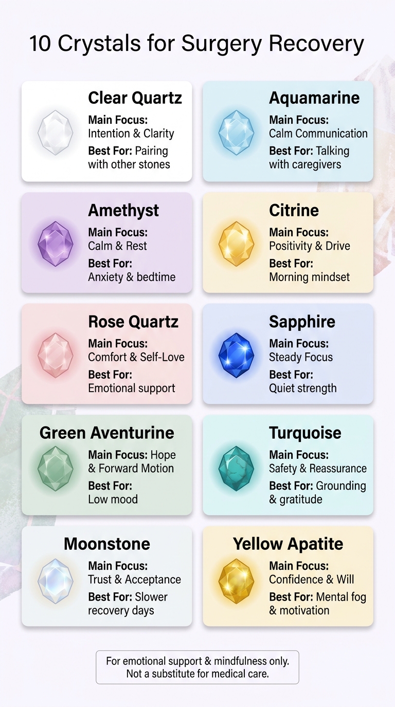 10 Best Crystals for Surgery Recovery: Quick Visual Guide