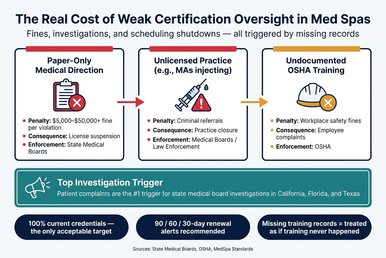 Med Spa Certification Violations: Penalties, Triggers & Enforcement Bodies