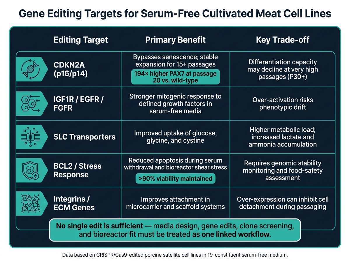 Gene Editing Targets for Serum-Free Cell Culture: Benefits vs. Trade-offs