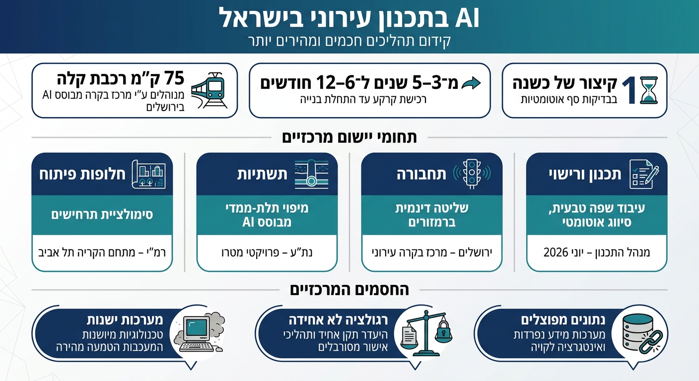AI בתכנון עירוני בישראל: יישומים, כלים והשפעות מרכזיות