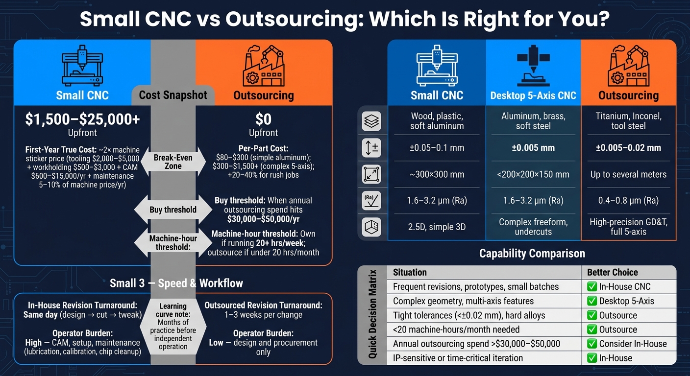 Small CNC vs Outsourcing: Full Cost & Capability Breakdown for Makers