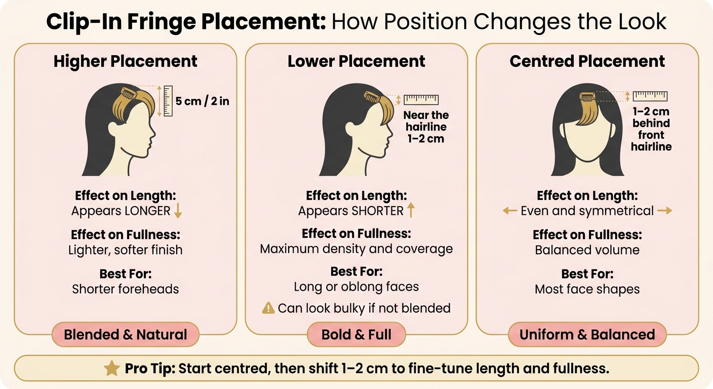 Clip-In Fringe Placement Guide: Higher vs Lower vs Centred